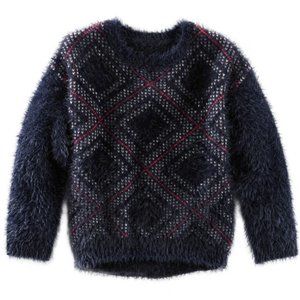 NWT Oshkosh B'gosh Girls Knit Pullover Sweater Furry Diamond Cardigan To…